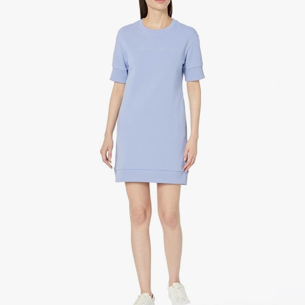 Armani Exchange Cursive Logo Sweatshirt Dress A/X lavender Size M NWOT